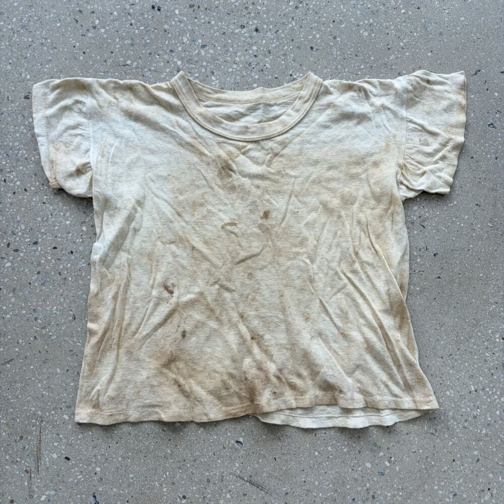 Vintage 60s White Distressed Blank Cotton T-Shirt